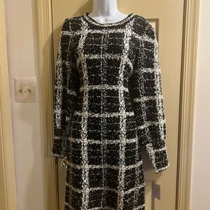 Chic Long Sleeve Black and White Dress